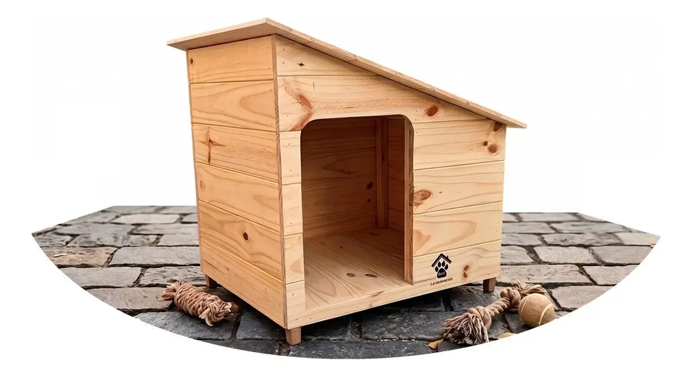 Cucha de Madera La Casa de tu Mascota — Grande 80x60, Personalizable
