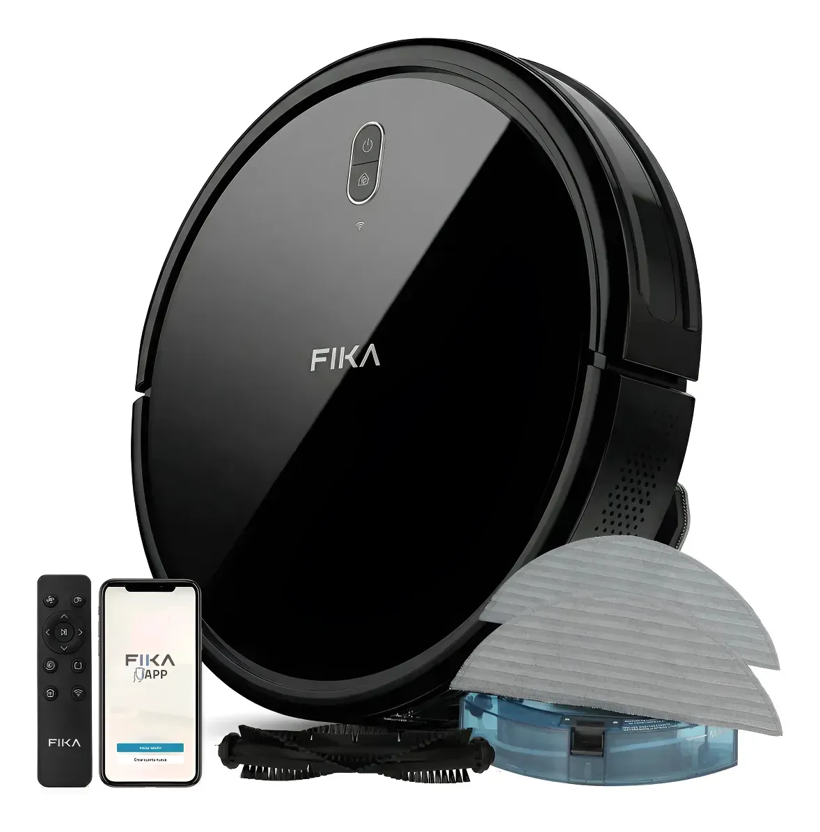 Aspiradora Robot Trapeadora Fika Nexos Giroscópica Pelos Mascotas App Wifi Color Negro