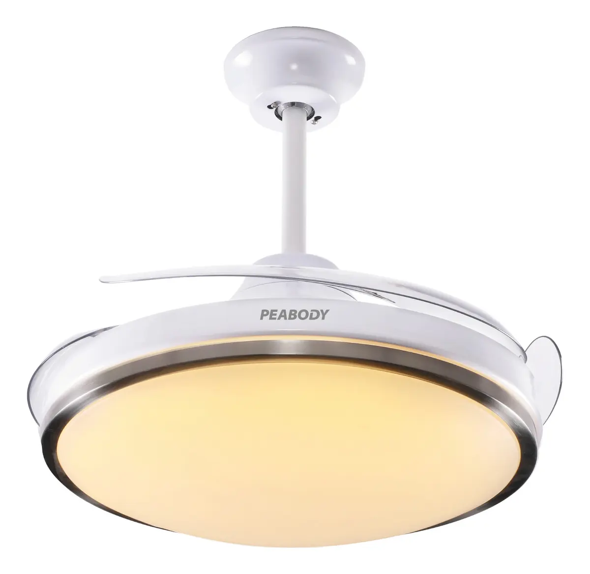 Ventilador De Techo Peabody Pe-vtrdc425b 42 Retractil Cantidad de aspas 3 Estructura Blanco Aspas Transparente Diámetro 1.067 m Frecuencia 50 Hz Material de las aspas Acrílico — imagen 2