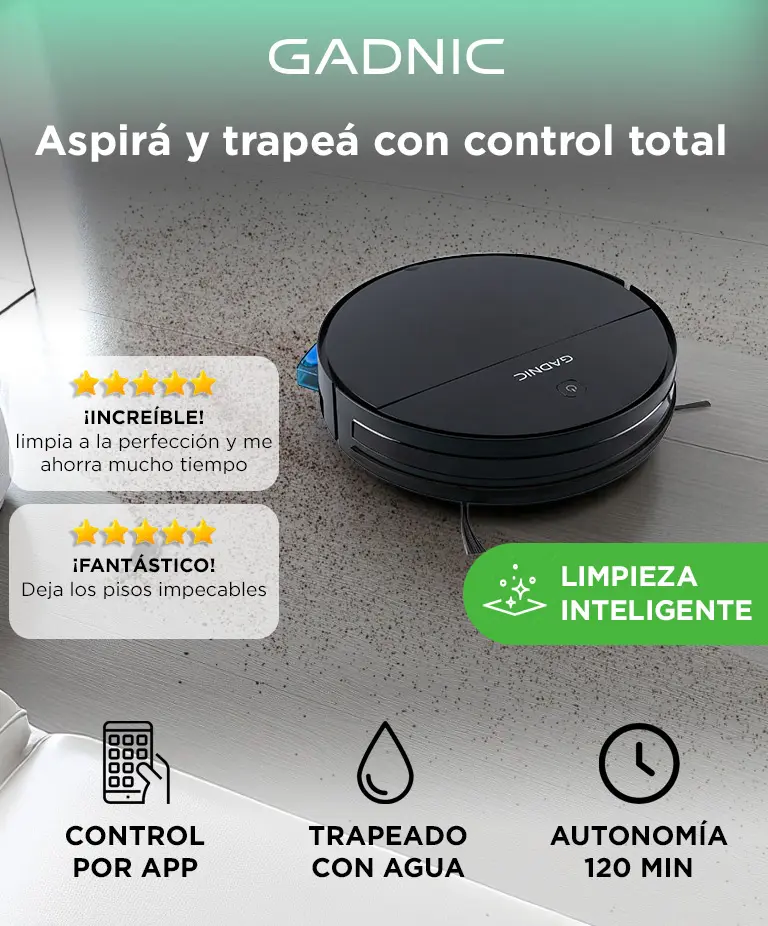 Aspiradora Robot Gadnic 3 Modos Limpieza Poder De Succión Negro — imagen 3
