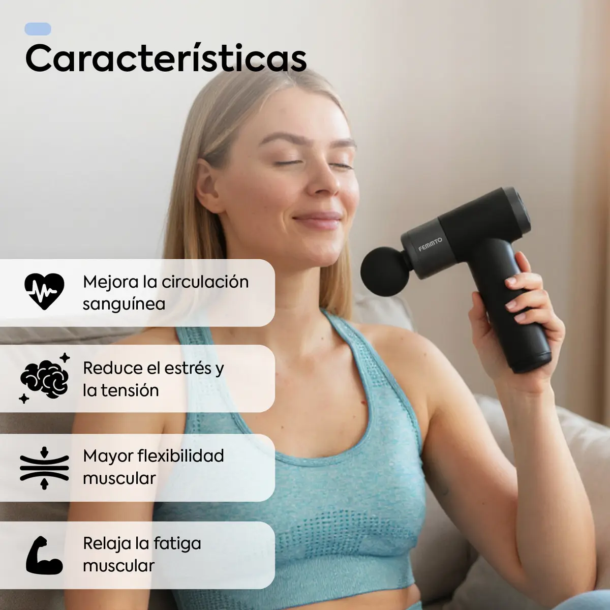 Pistola Masajeadora Bateria Recargable Motor Brushless Corporal Pro Usb Masajeador Electrico Massage Gun Cabezales Intercambiables Femmto — imagen 3