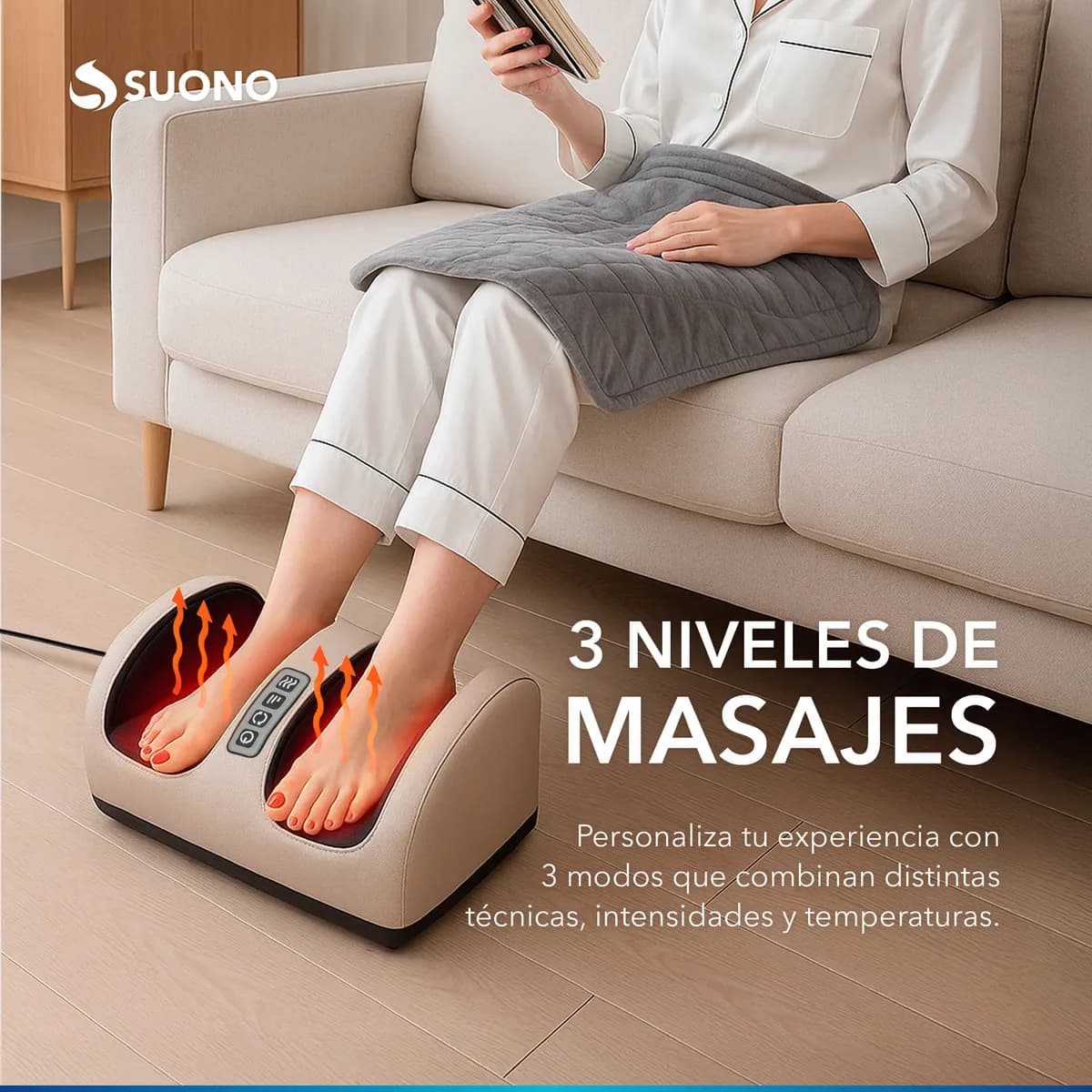 Masajeador de Pies con Calor, Compresión y Rodillos Alivio del Dolor Relajación Muscular y Mejora Circulación — imagen 4