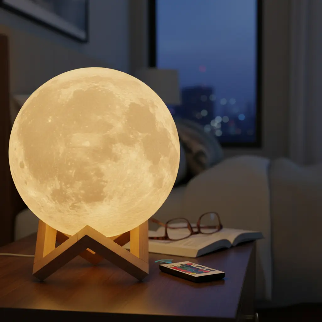 Lampara Luna Velador Led Táctil Recargable Usb Moonlamp