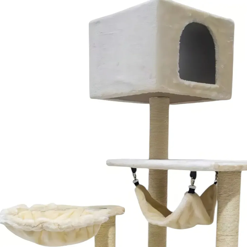 Rascador Torre Venecia Bestia Peluda — 1,3 m con Cucha y Hamaca — imagen 2