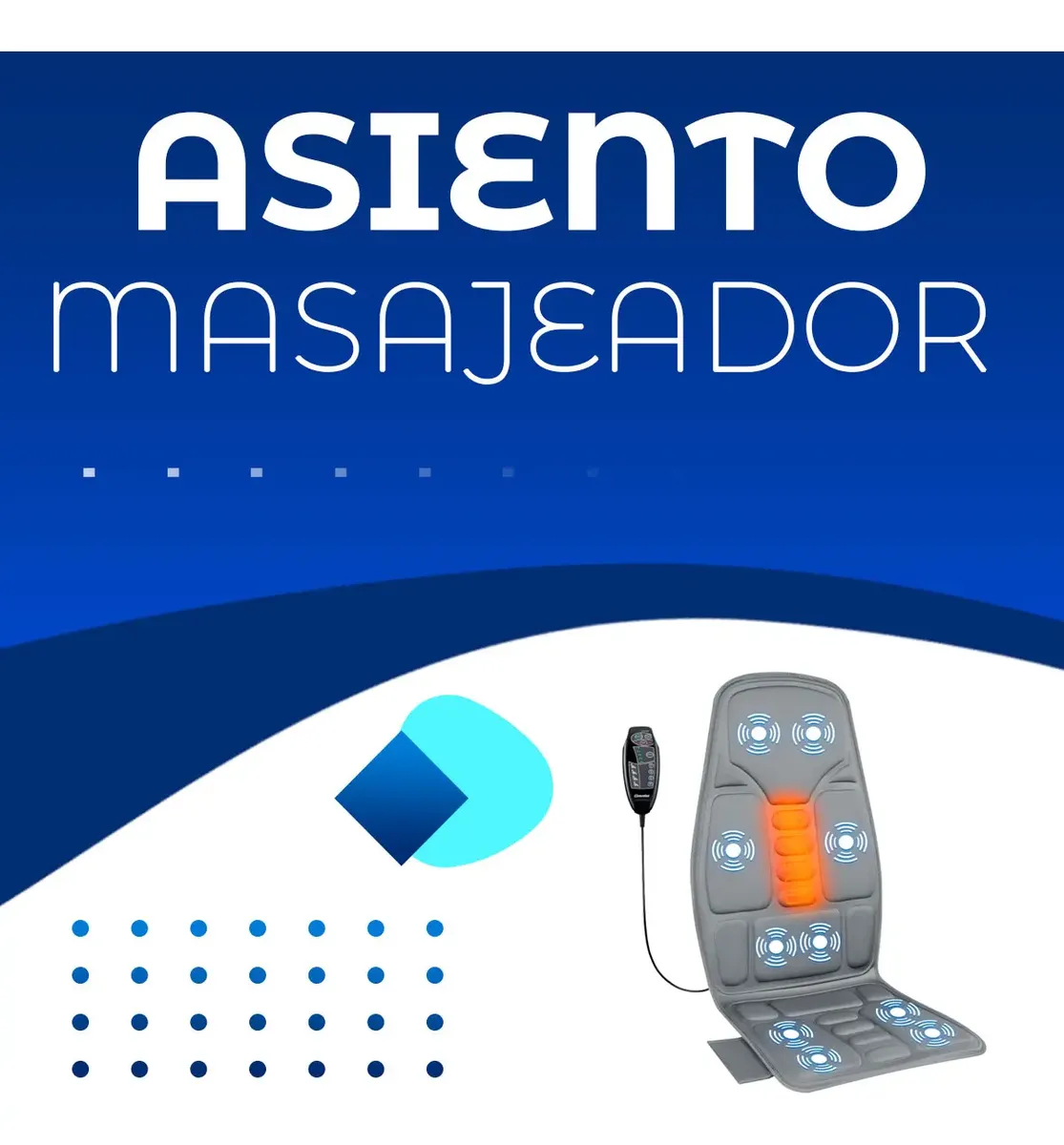 Masajeador De Espalda Asiento Cuello Auto Silla Vibra Calor — imagen 2