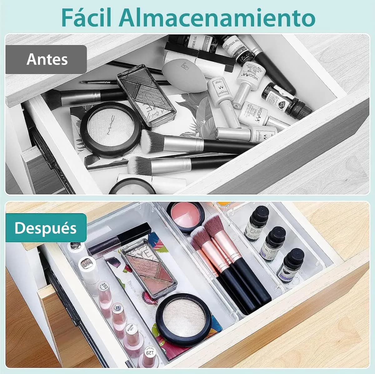 Set Organizadores Acrílico Transparente x16 — Escritorio, Cajones, Placard — imagen 3