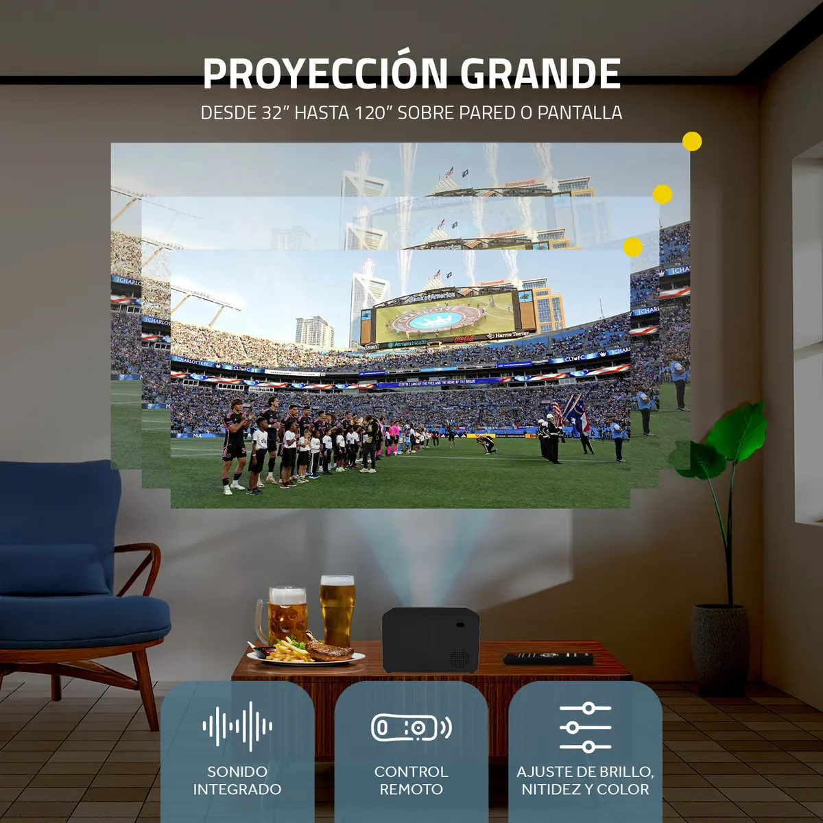 Mini Proyector Portátil 4k Fika P8 Hd 720p 8000 Lumens 170 ANSI Android Wifi Cine Color Negro — imagen 6