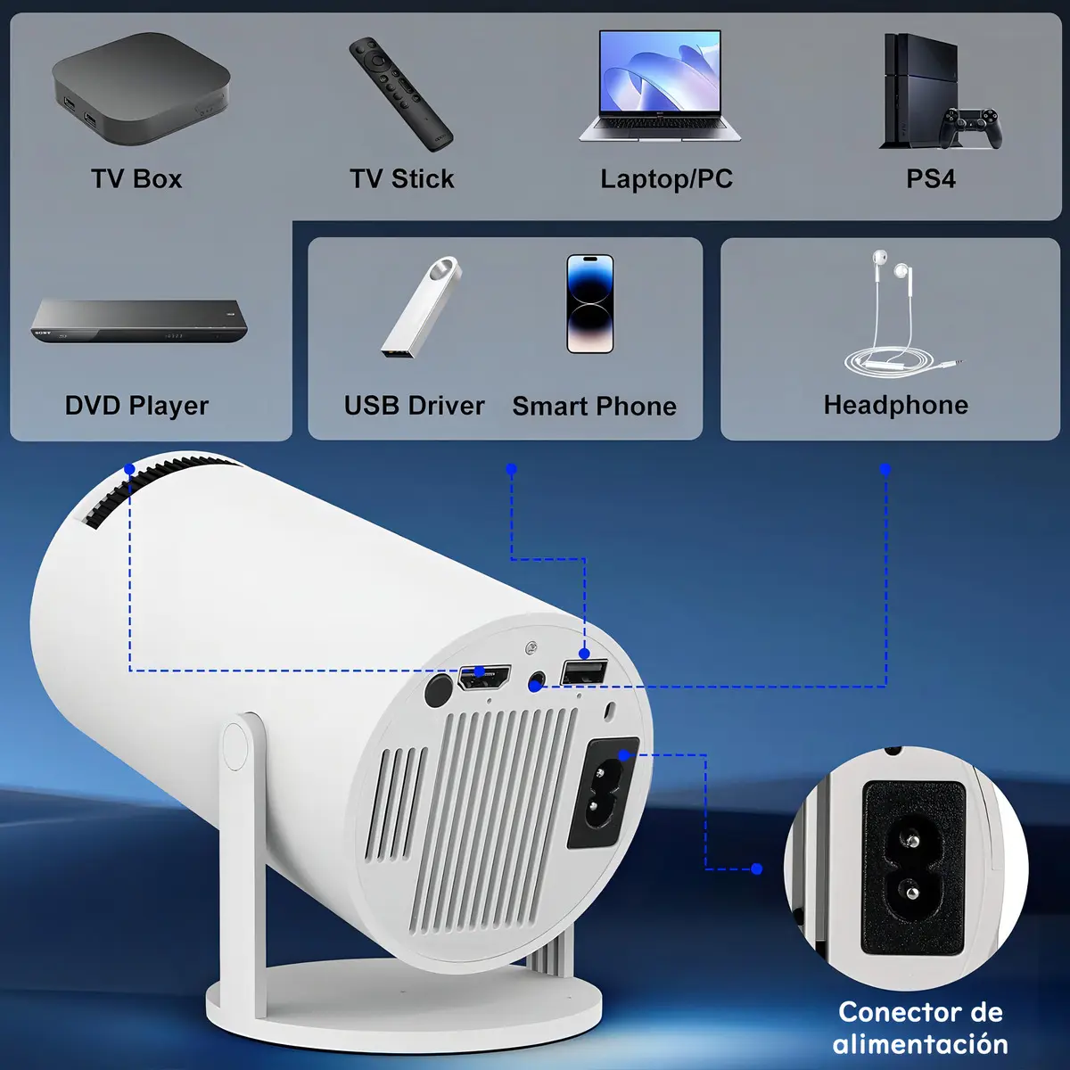 Proyector Genérica proyector Android 9000lm blanco — imagen 7