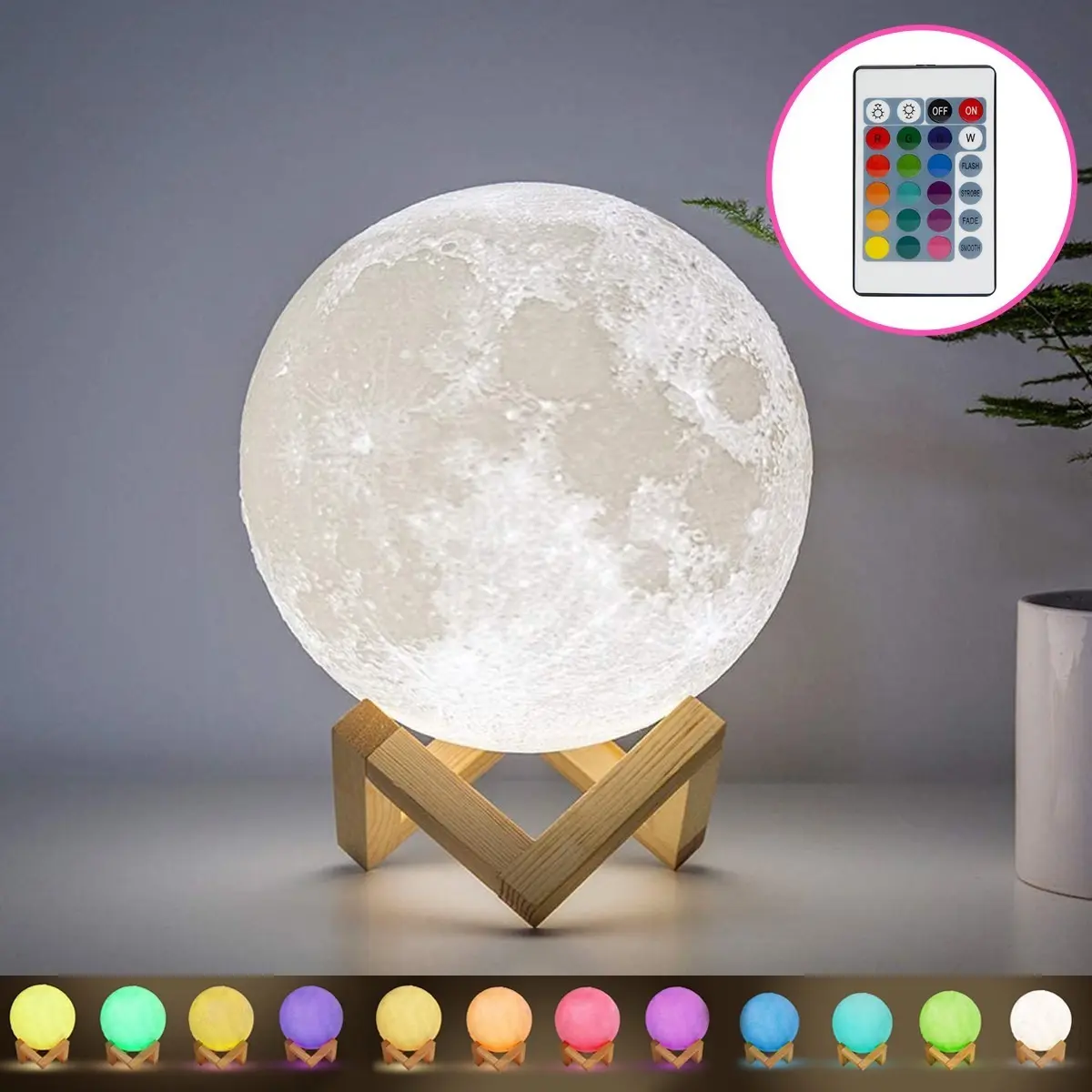 Lampara Luna Velador Led Táctil Recargable Usb Moonlamp — imagen 5