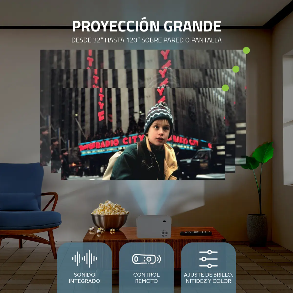 Mini Proyector Portátil 4k Fika P8 Hd 720p 8000 Lumens 170 ANSI Android Wifi 4k Cine Color Blanco — imagen 7