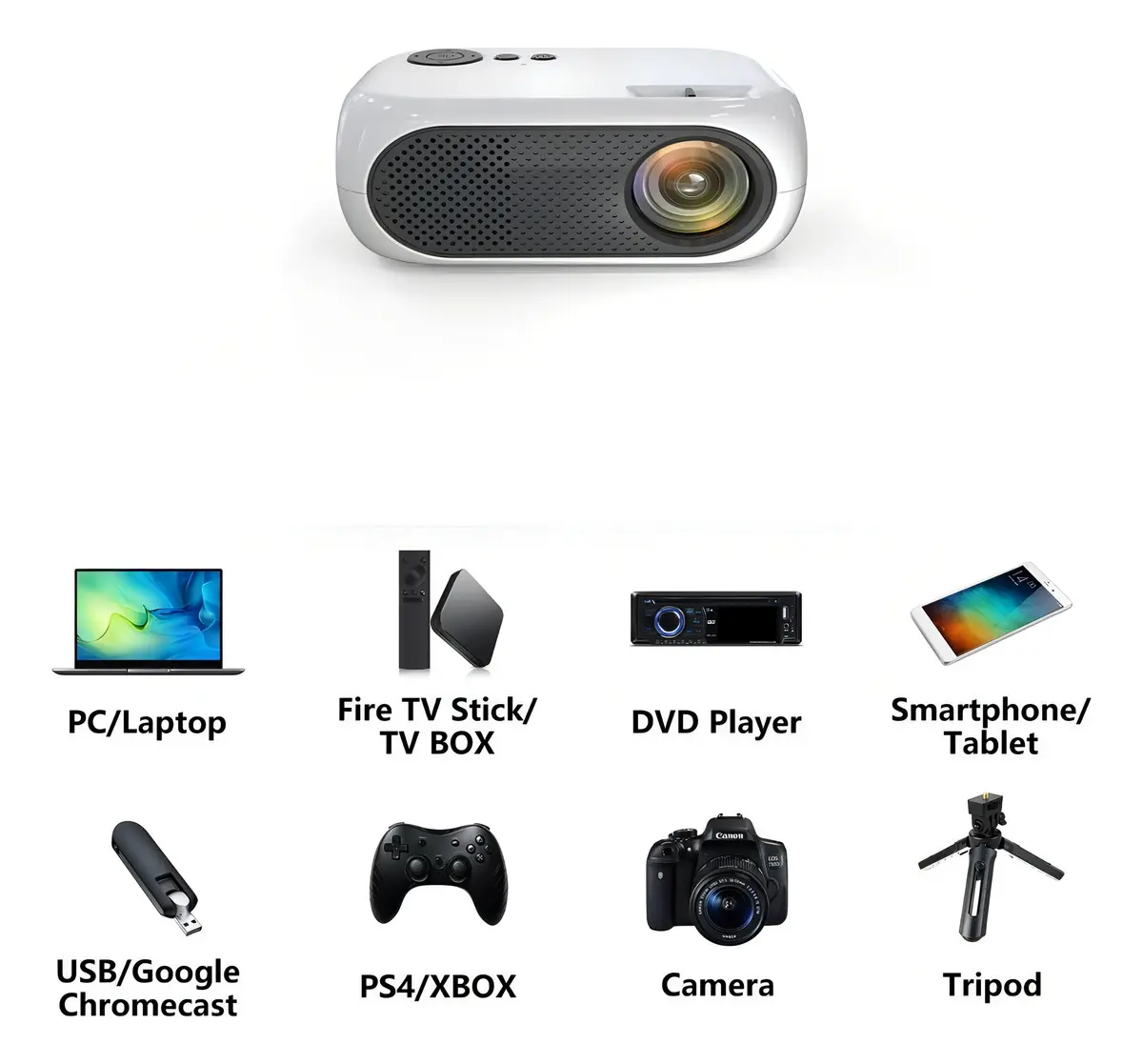 Mini Proyector Led Portatil 1200 Lumens Color Blanco — imagen 4