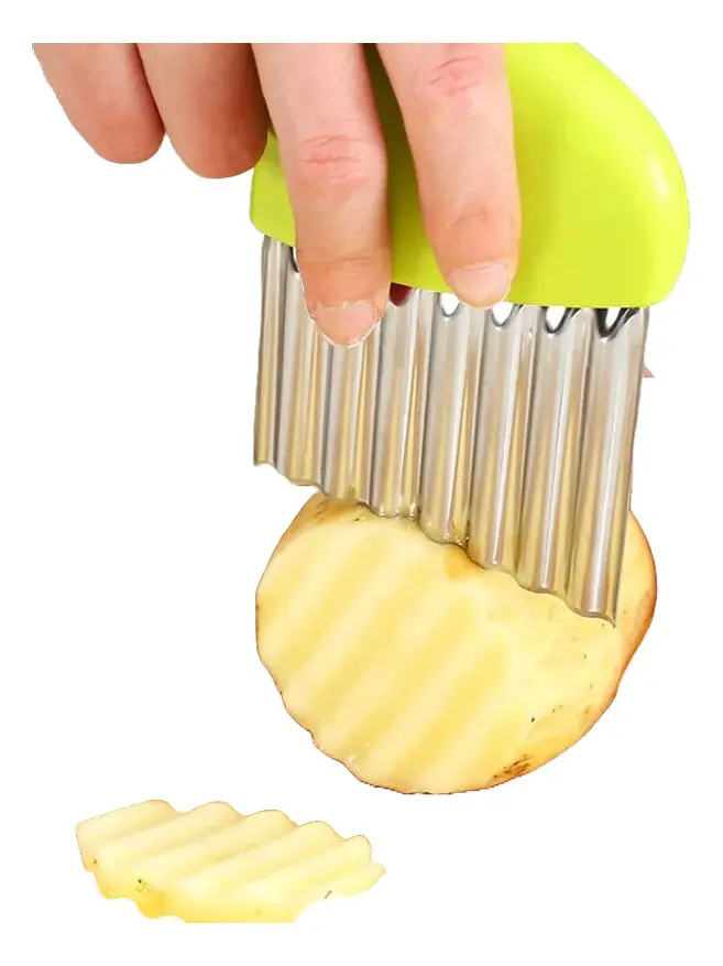 Cortador Papas Corte Americano Ondulado — Cuchilla Acero Inoxidable
