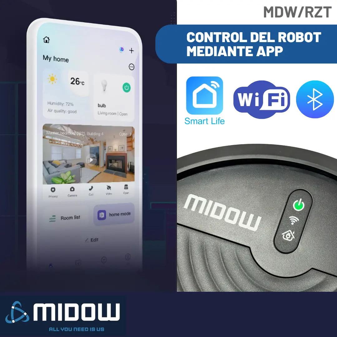 Aspiradora Robot Con Wifi Smart 115w Midow 3 Modos Con Base Negro — imagen 4