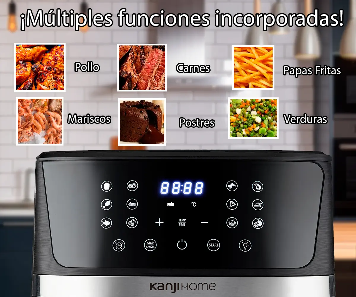 Freidora De Aire Kanji Home 8 Litros +10 Funciones Canasta Antiadherente Kjh-1700dc 1700w Lh Color Negro — imagen 3