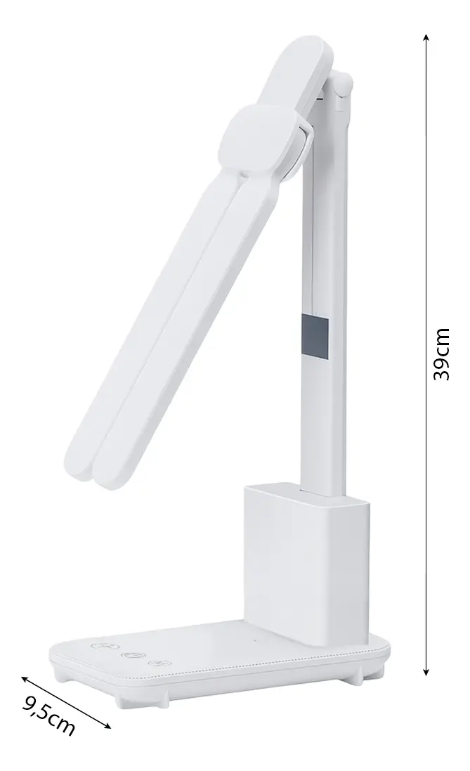 Lampara Velador VL040 Led Doble Dakota Plegable Mesa Escritorio Flexible Táctil Recargable Lapicero Color Blanco — imagen 3