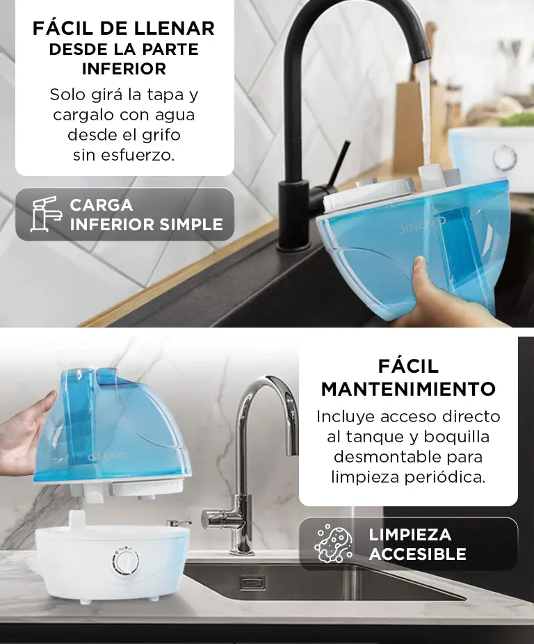 Humidificador de Ambiente Gadnic HM20B Difusor Ultrasónico 2.2L Neblina Continua Boquilla 360° — imagen 3