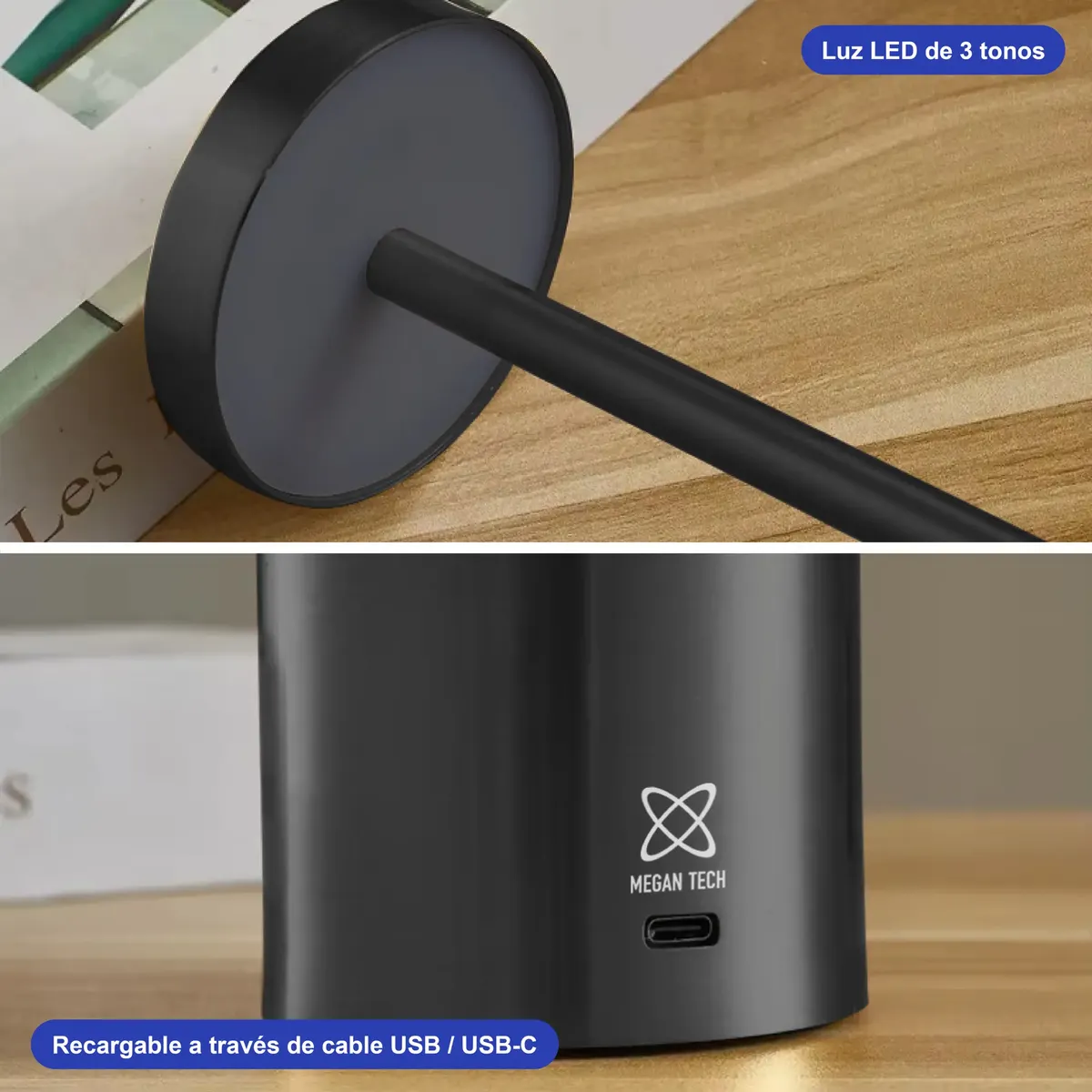 Velador Centro De Mesa Recargable Usb C Tactil Dimmerizable — imagen 4