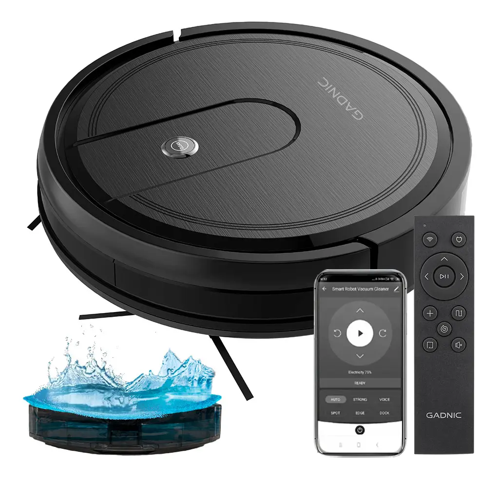 Aspiradora Robot Gadnic 5 Modos Limpieza Trapeo Inteligente Depósito de Agua Polvo Control App Conexion Inalambrica Sensores Anti‐Colisión Anticaída