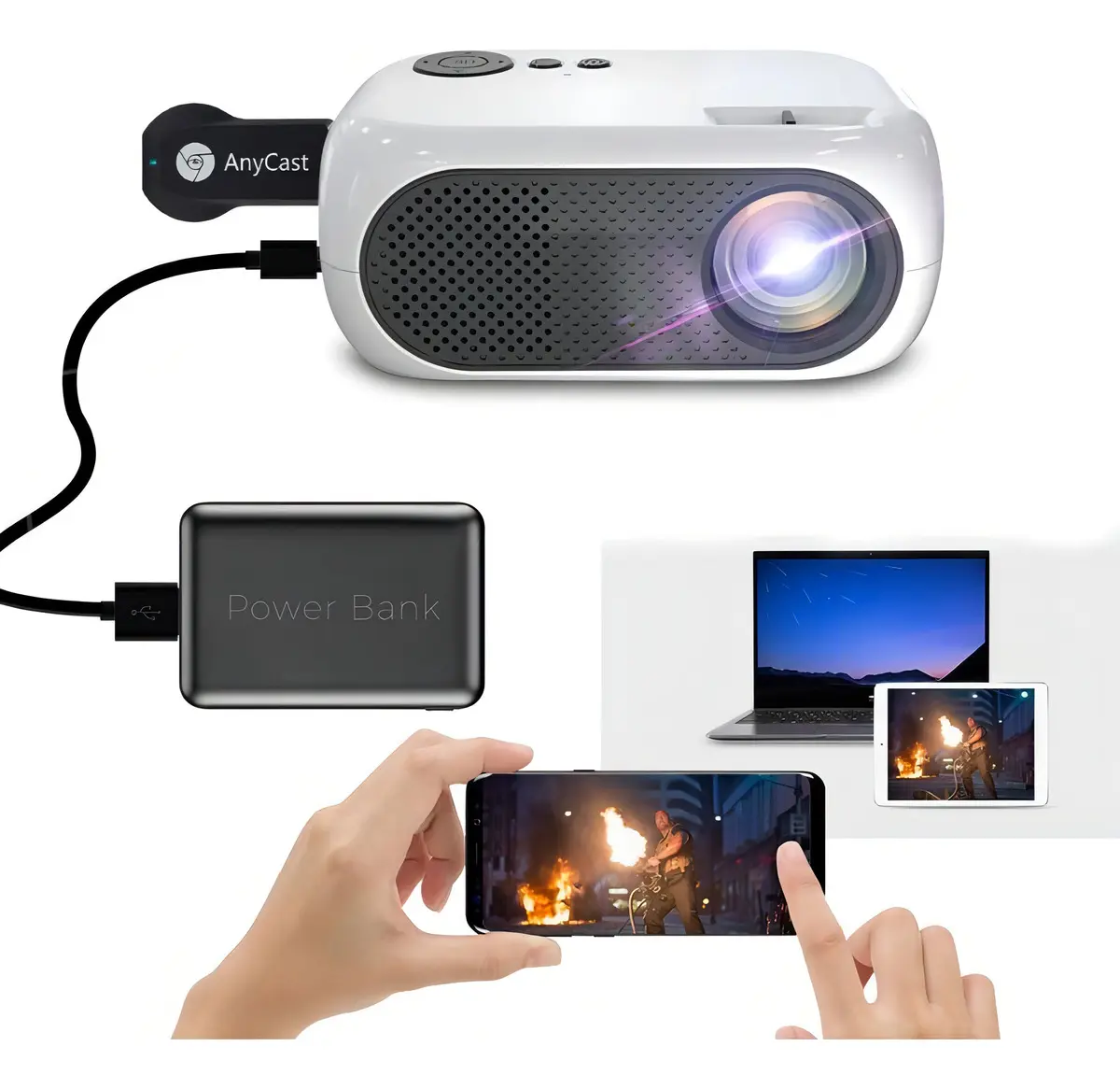 Mini Proyector Led Portatil 1200 Lumens Color Blanco