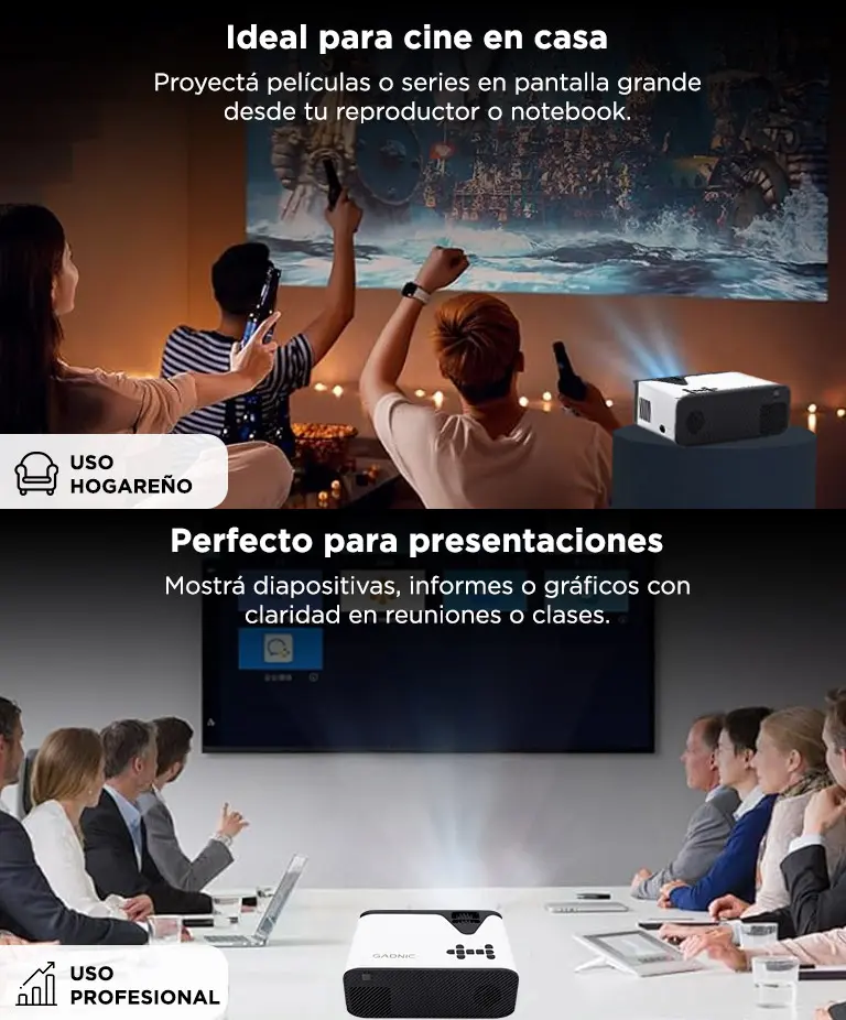 Proyector Portatil Gadnic P-3129 FHD Soporta 4K Bt Multi Conexion 5000 Lúmenes Control Remoto 40 a 150 — imagen 6