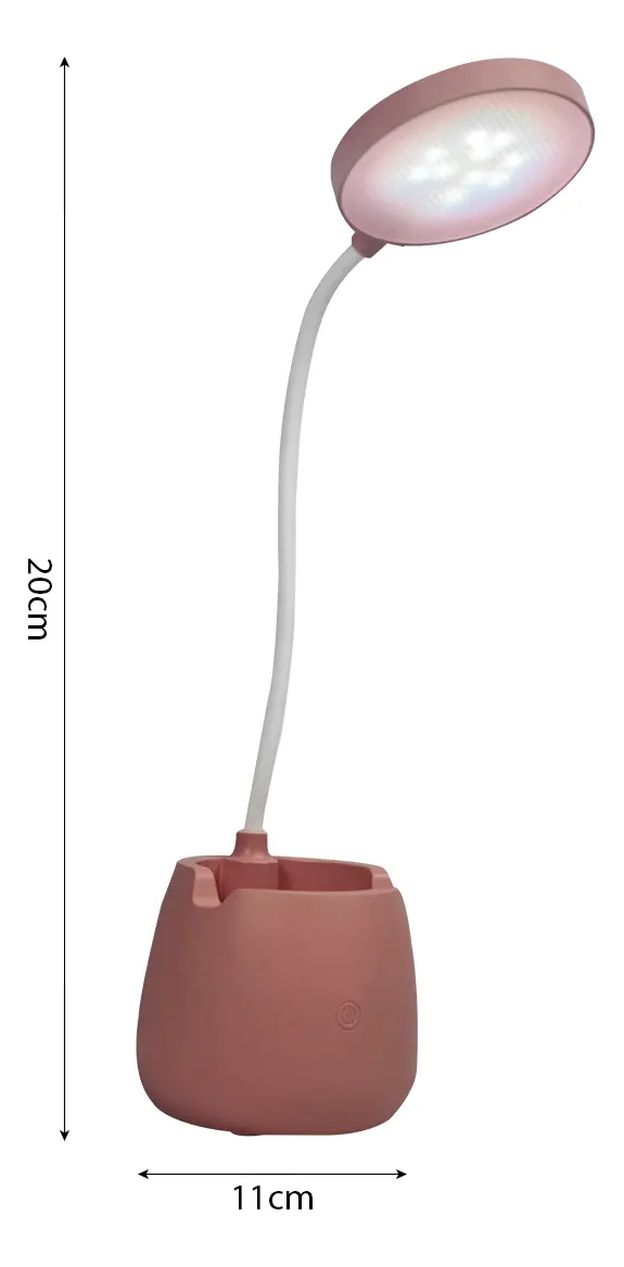 Lámpara LED Velador Dakota Recargable — Lapicero + Soporte Celular (Rosa) — imagen 3