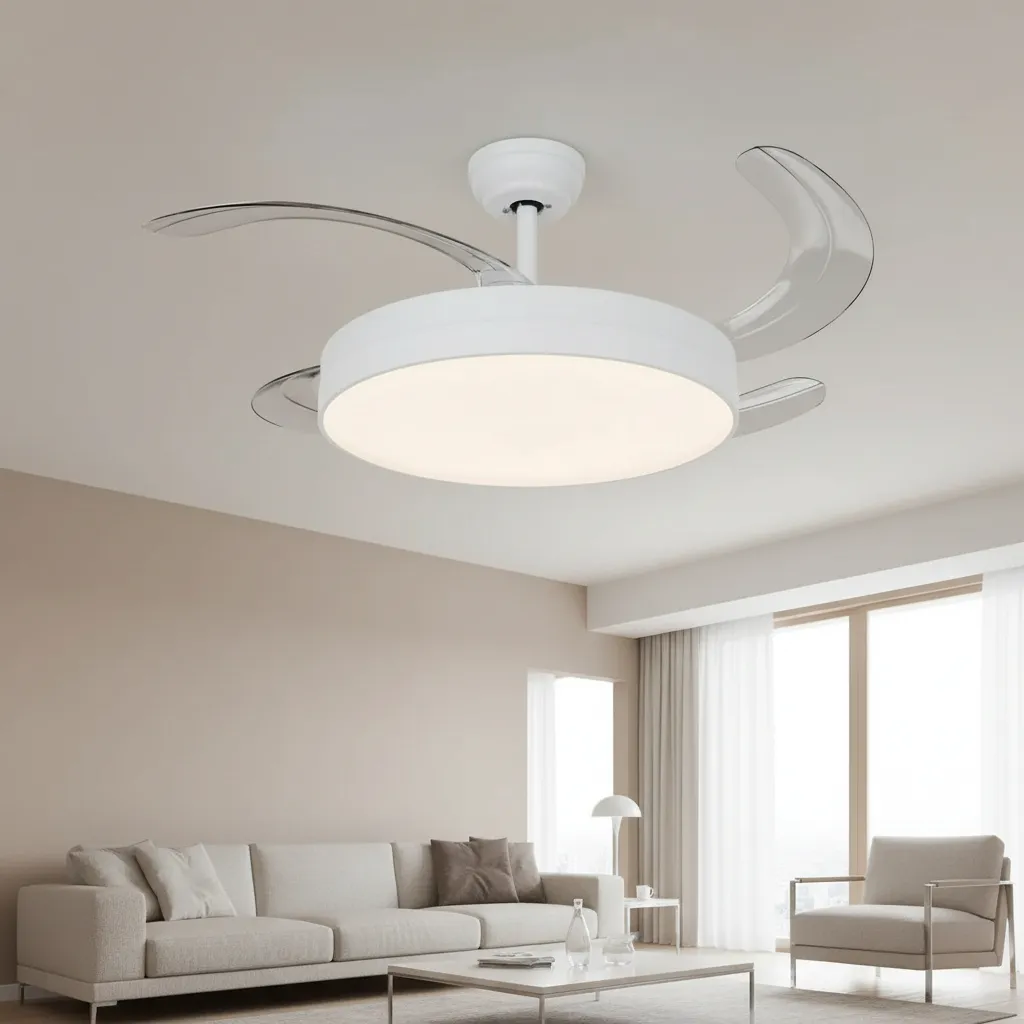 Ventilador De Techo Retractil Iluma Blanco Control Remoto 4 Aspas 6 Velocidades 220 V — imagen 5