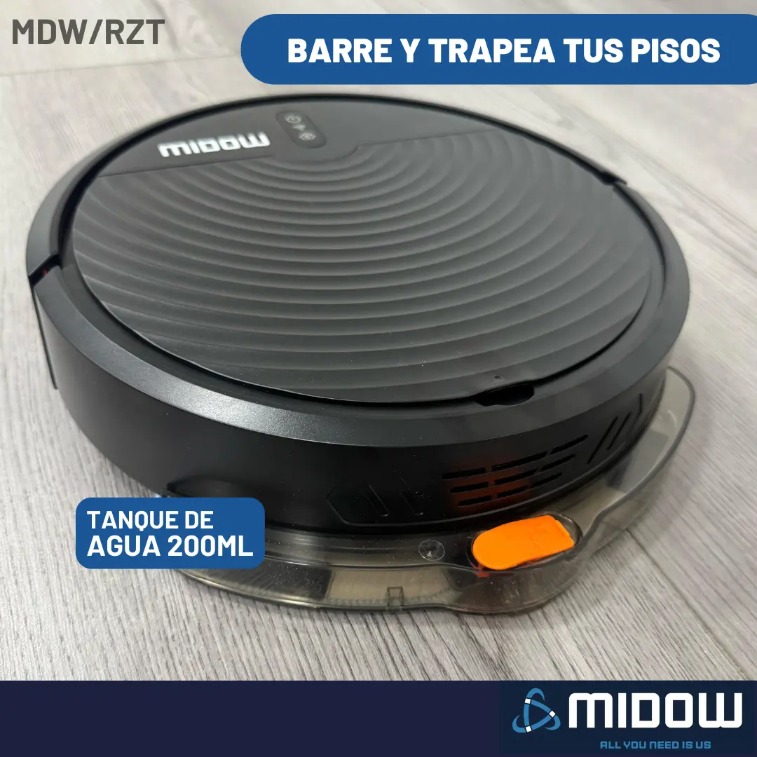 Aspiradora Robot Con Wifi Smart 115w Midow 3 Modos Con Base Negro — imagen 5