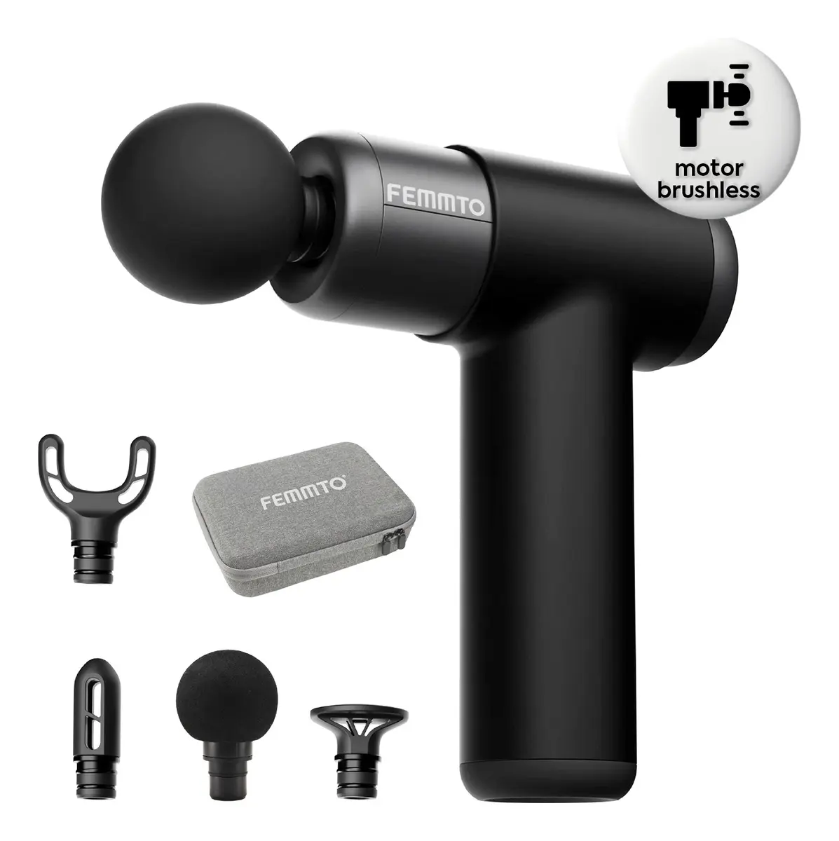 Pistola Masajeadora Bateria Recargable Motor Brushless Corporal Pro Usb Masajeador Electrico Massage Gun Cabezales Intercambiables Femmto