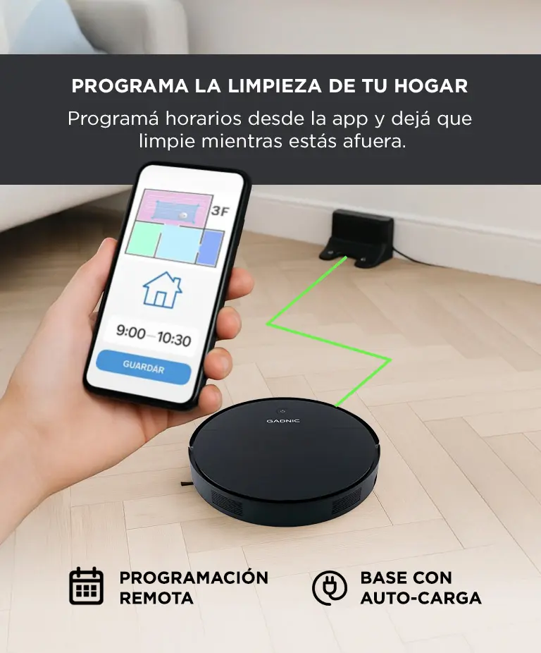 Aspiradora Robot Gadnic 3 Modos Limpieza Poder De Succión Negro — imagen 5