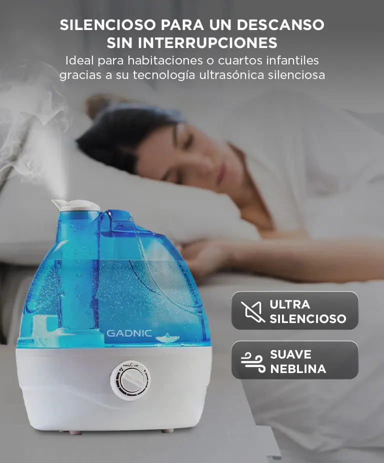 Humidificador de Ambiente Gadnic HM20B Difusor Ultrasónico 2.2L Neblina Continua Boquilla 360° — imagen 2