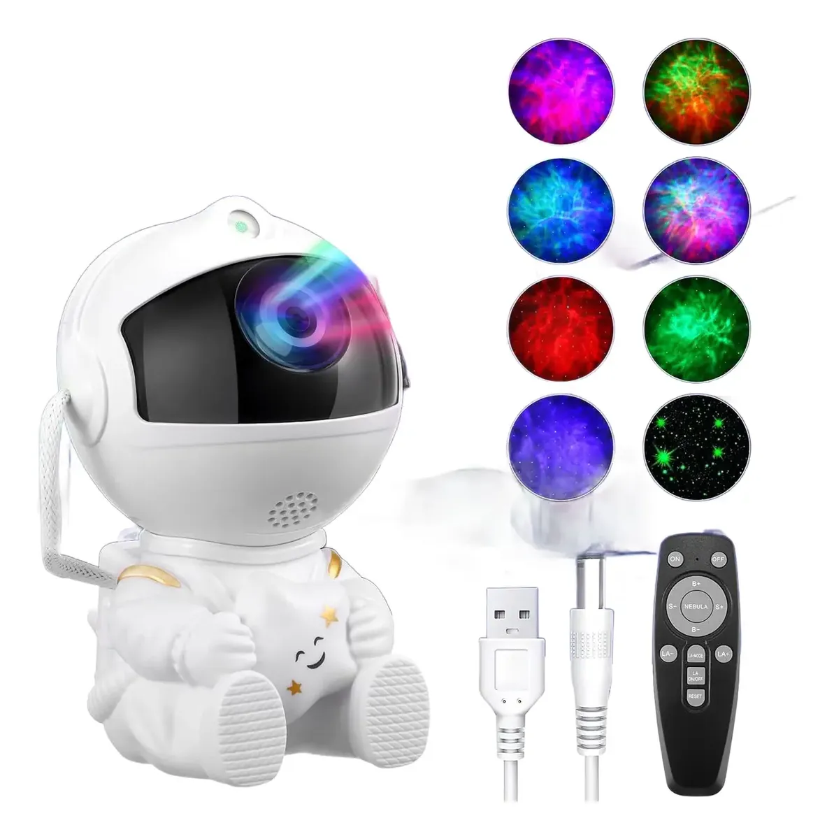 Proyector Astronauta Geotek — 8 Nebulosas, Timer y Control — imagen 2