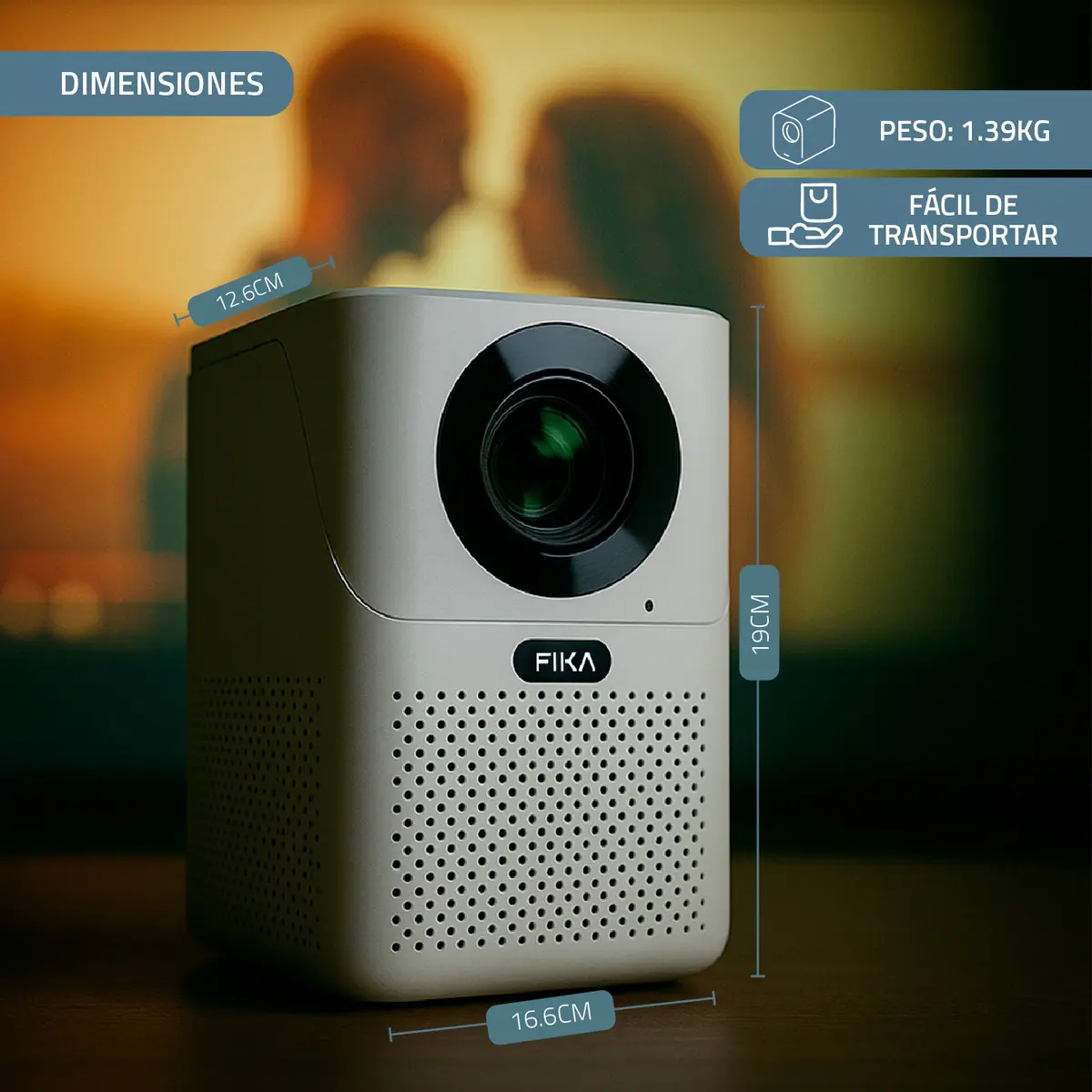 Mini Proyector Portátil 4k Fika B2 Full Hd 1080p 14000 Lumens 300 ANSI Lumens Android Wifi Cine Color Blanco — imagen 8