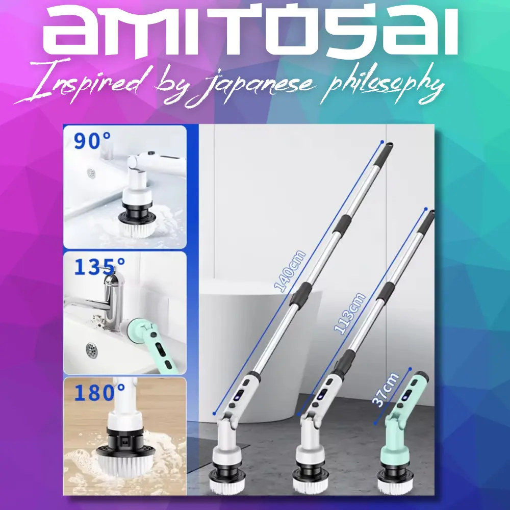 Multi Cepillo 9 En 1 Rotativo 450 Rpm Para Limpieza De Casa, Auto, Vidrios Con Mango Extensible Y Batería Recargable Mts-powerbrushpro Amitosai — imagen 6