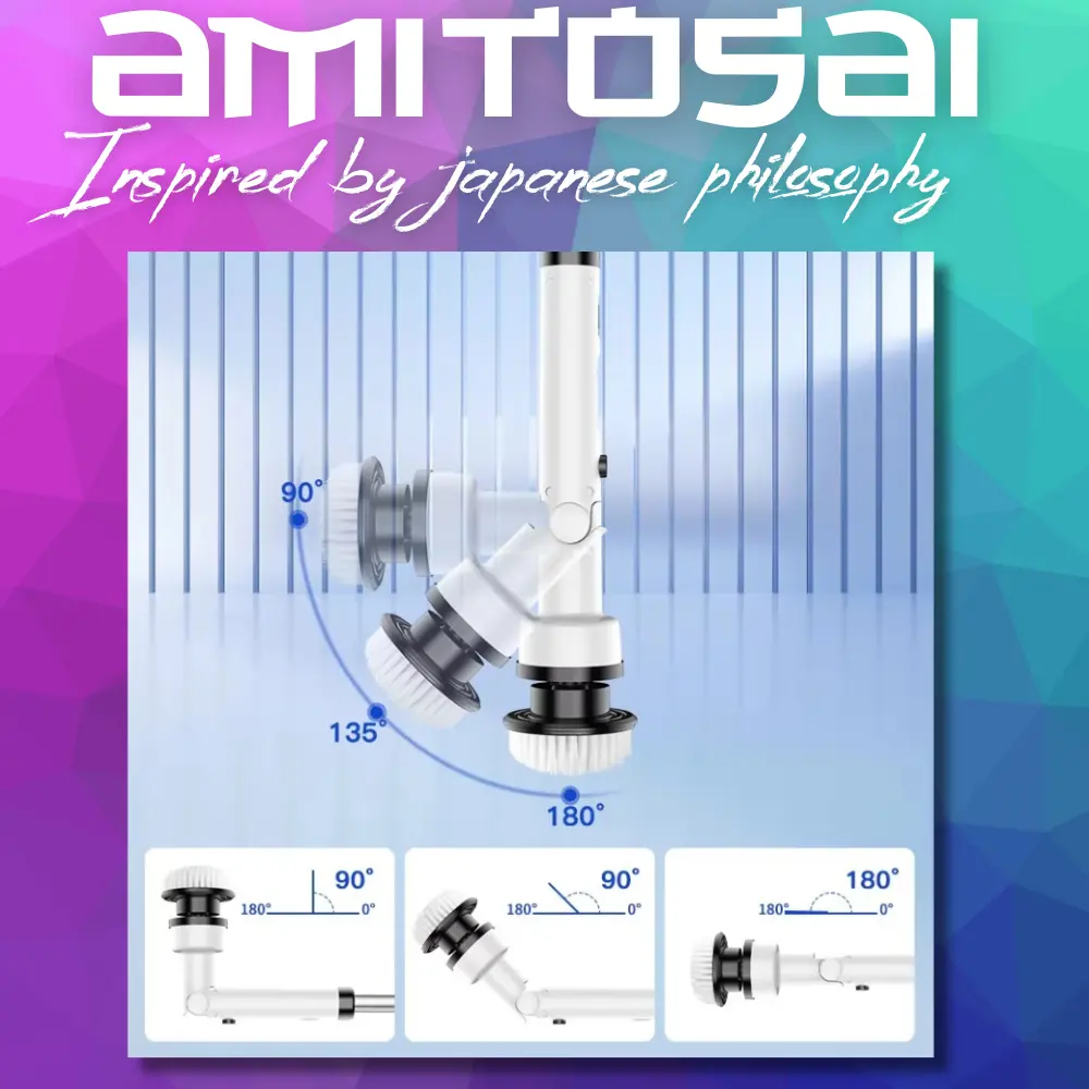 Multi Cepillo 9 En 1 Rotativo 450 Rpm Para Limpieza De Casa, Auto, Vidrios Con Mango Extensible Y Batería Recargable Mts-powerbrushpro Amitosai — imagen 7
