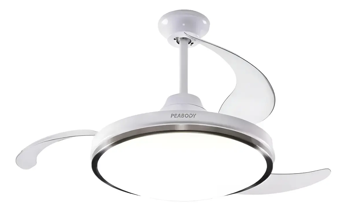 Ventilador De Techo Peabody Pe-vtrdc425b 42 Retractil Cantidad de aspas 3 Estructura Blanco Aspas Transparente Diámetro 1.067 m Frecuencia 50 Hz Material de las aspas Acrílico