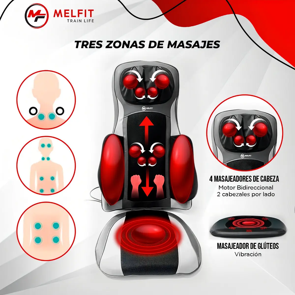 Asiento Masajeador Cervical Espalda Calor Vibracion Shiatsu — imagen 5