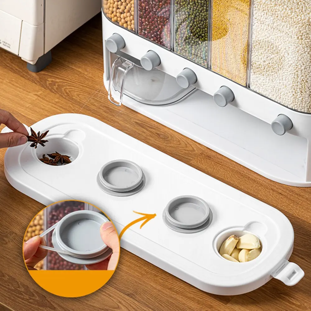 Dispensador de Alimentos 5 Compartimentos — Pared Adhesivo 10L — imagen 2