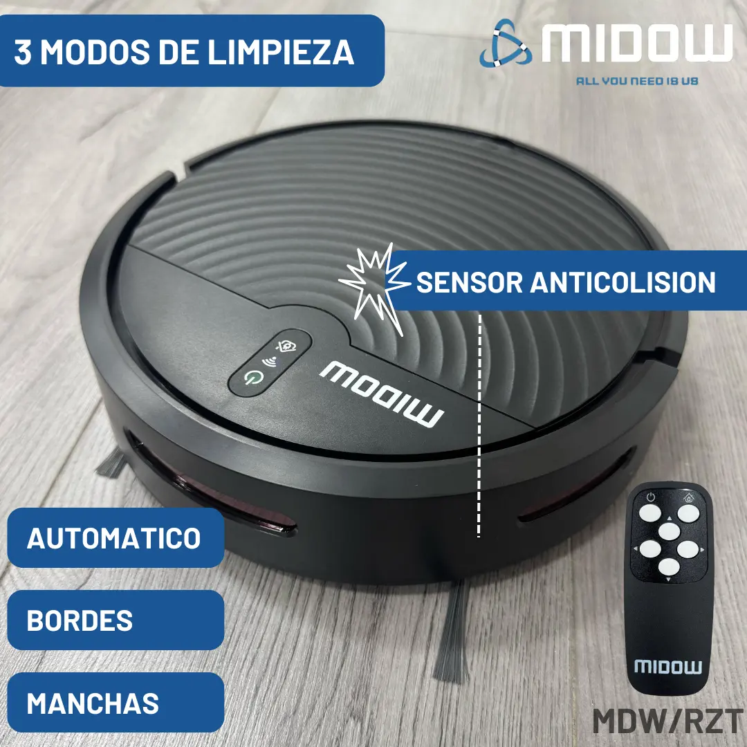 Aspiradora Robot Con Wifi Smart 115w Midow 3 Modos Con Base Negro — imagen 3