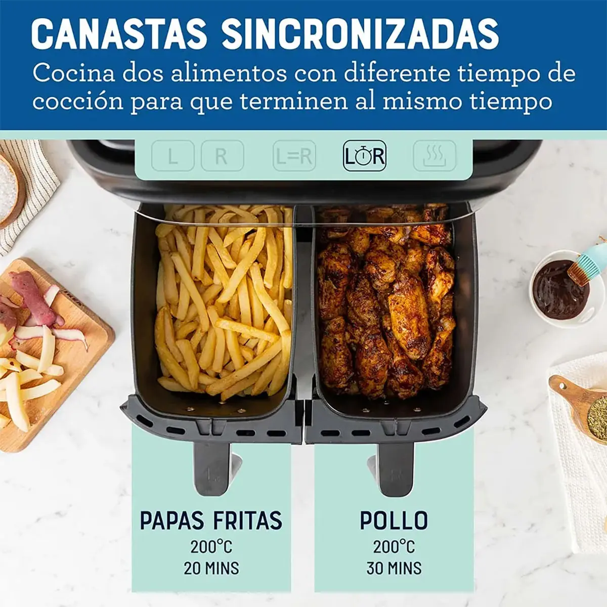 Freidora De Aire Oster Airfryer Dual 7.6l Diamondforce 6 Fun Color Negro — imagen 4
