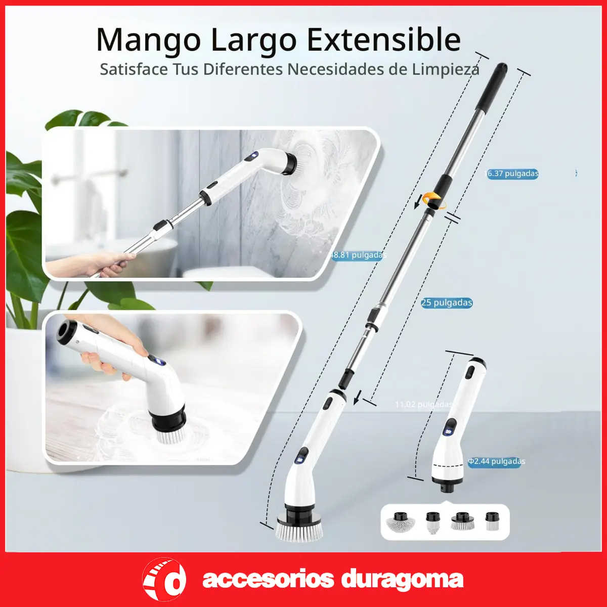 Cepillo Electrico Limpieza Piso Pared Recargable Usb 8 En 1 — imagen 4
