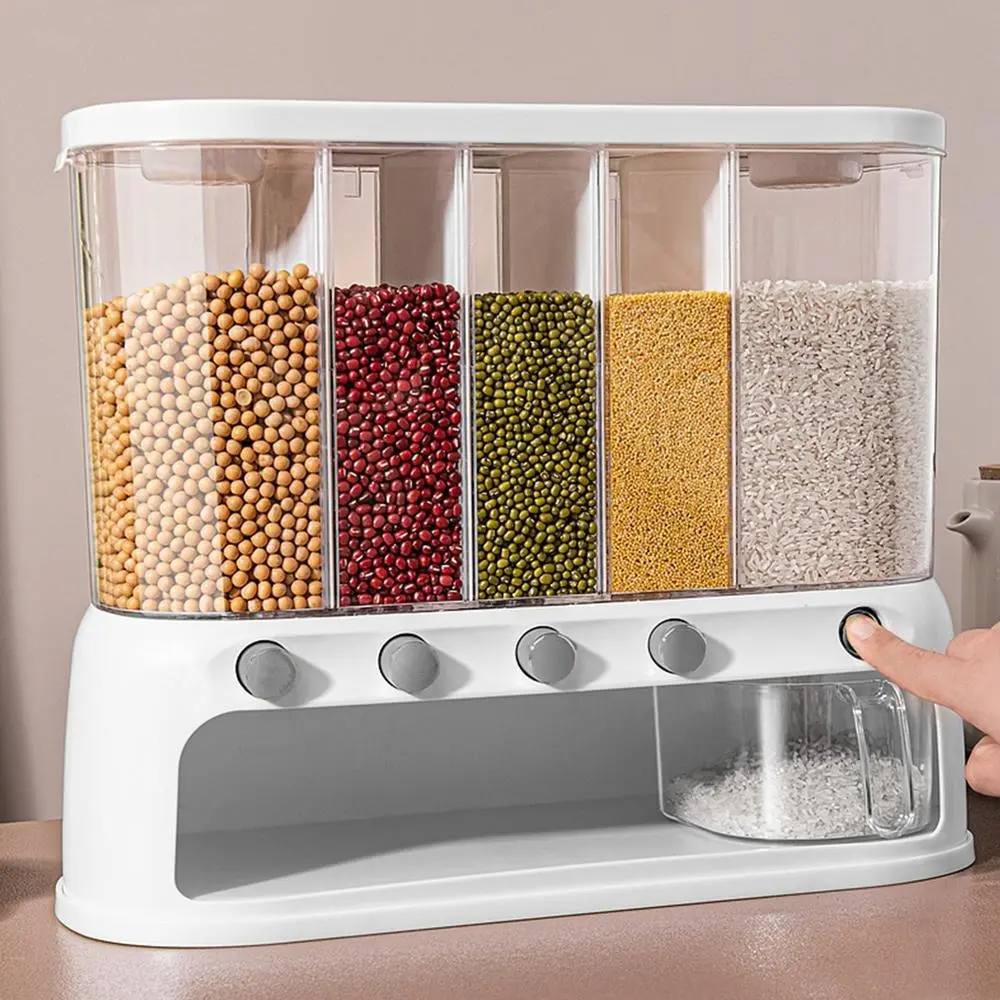 Dispensador de Alimentos 5 Compartimentos — Pared Adhesivo 10L — imagen 3