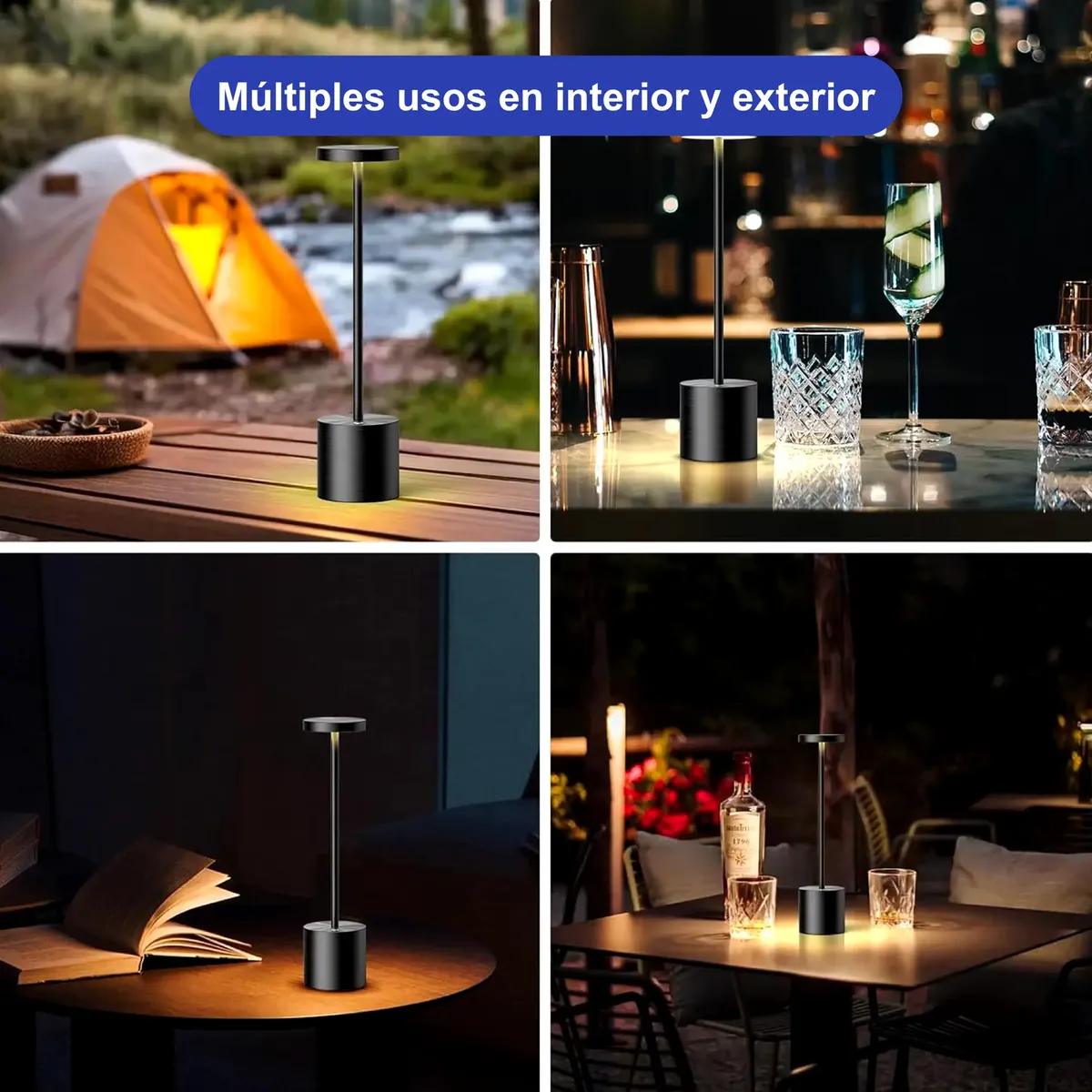 Velador Centro De Mesa Recargable Usb C Tactil Dimmerizable — imagen 5