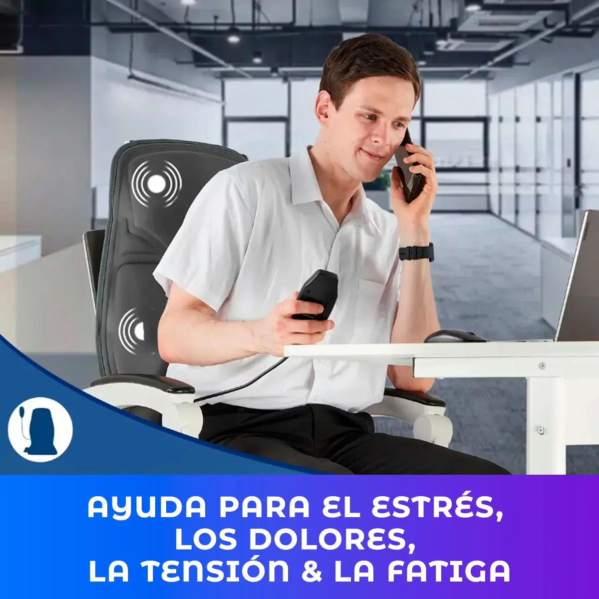 Masajeador De Espalda Asiento Cuello Auto Silla Vibra Calor — imagen 3