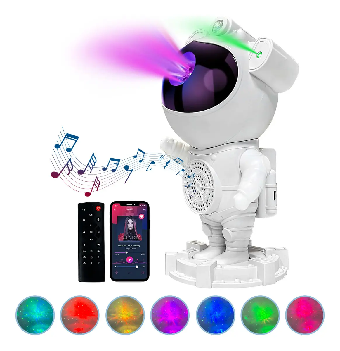 Proyector Astronauta Dakota | Parlante BT, 8 Modos y Timer