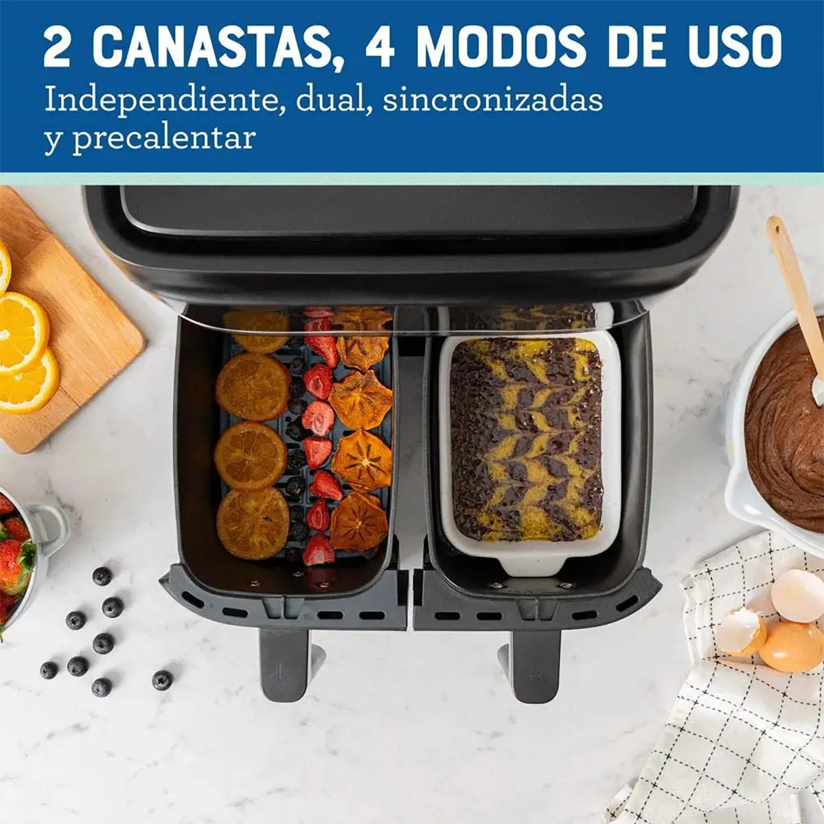 Freidora De Aire Oster Airfryer Dual 7.6l Diamondforce 6 Fun Color Negro — imagen 3