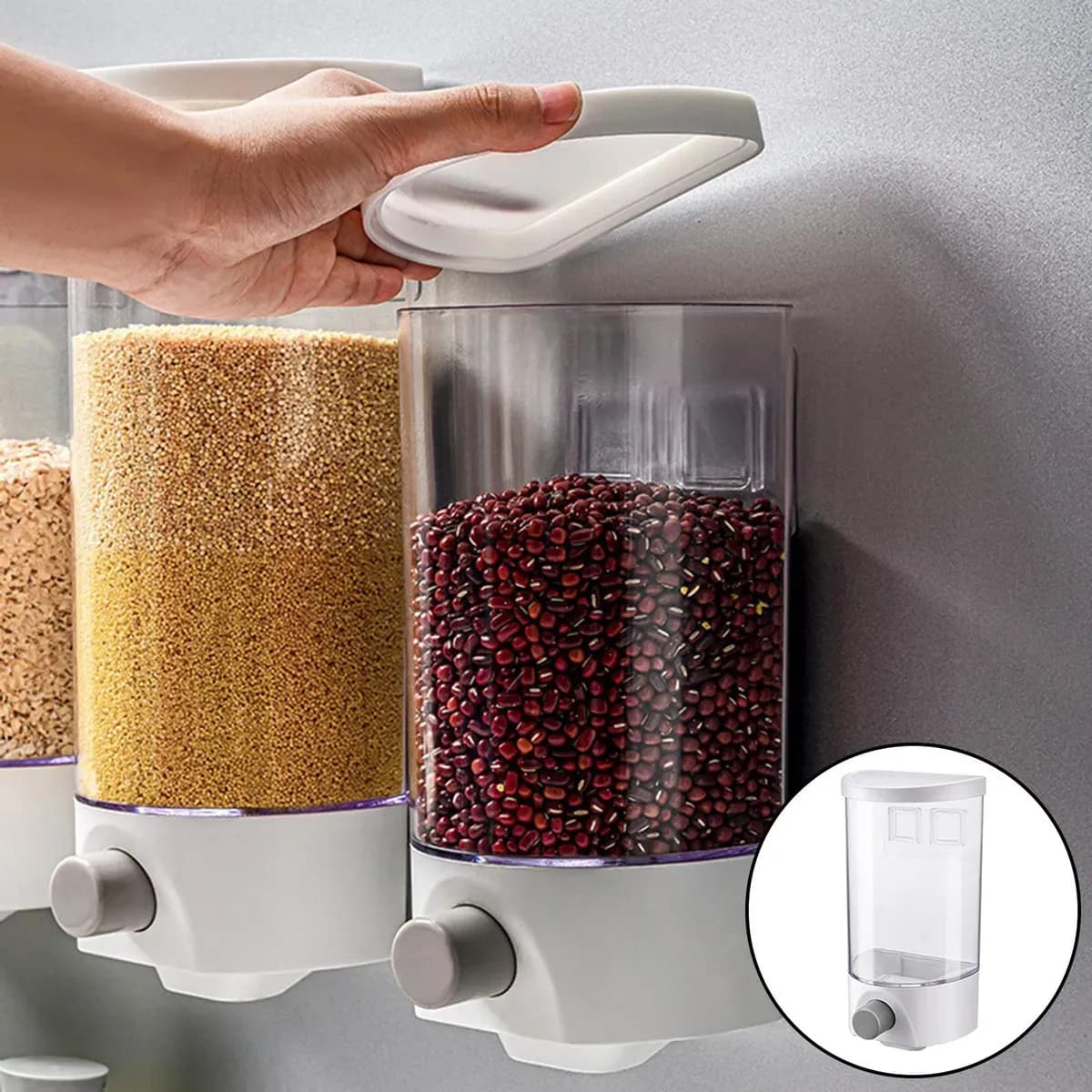 Dispenser de Cereales Individual para Pared — 1.5L Crystal Rock