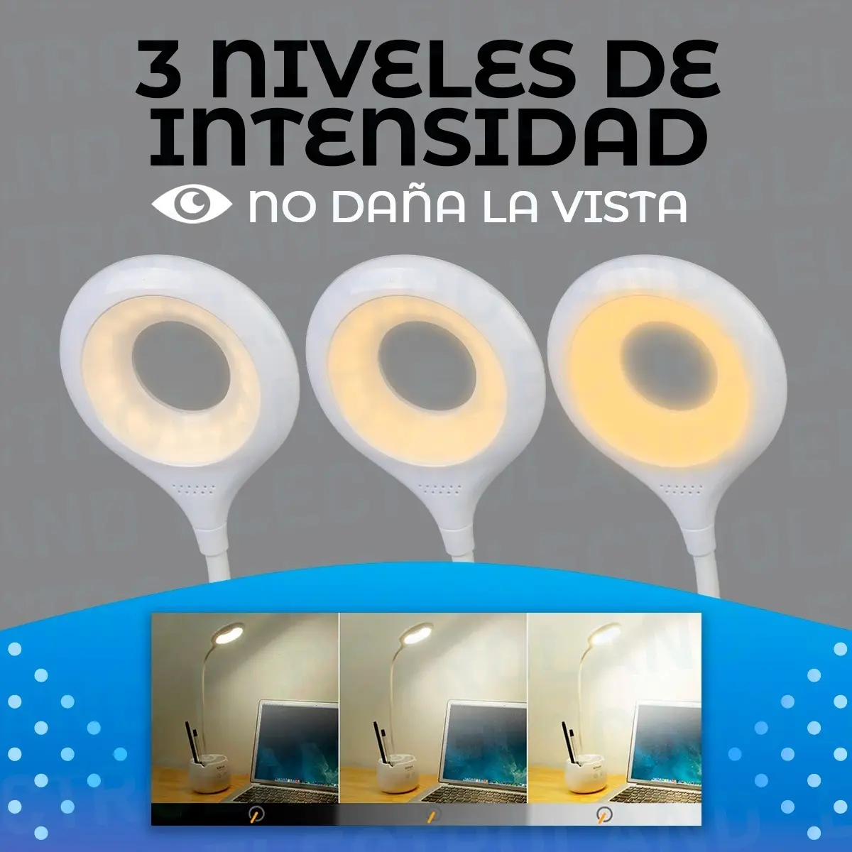Lámpara Táctil LED Inalámbrica Electroland Escritorio Blanco USB Plegable — imagen 5