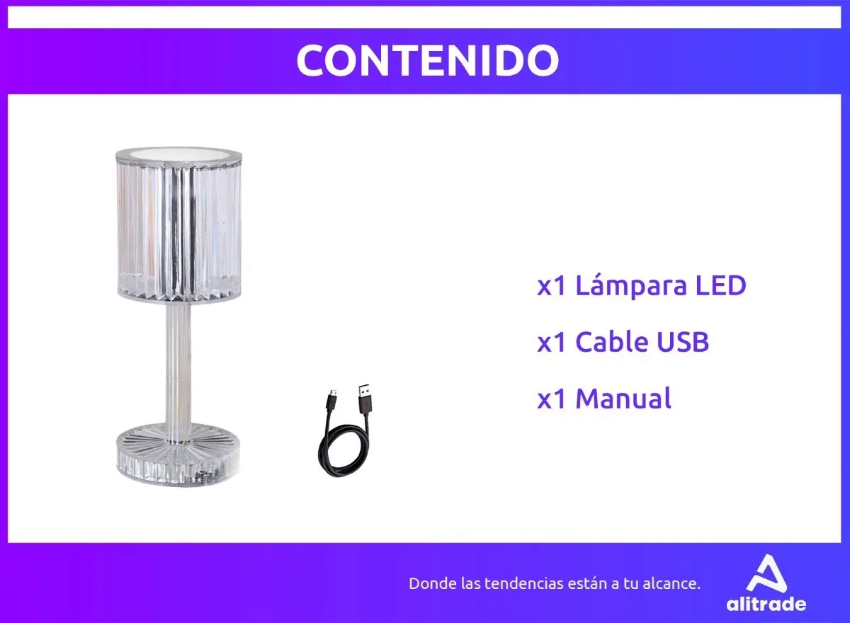 Lámpara Cristal LED Decorativa — Efecto Diamante, Recargable USB-C — imagen 5