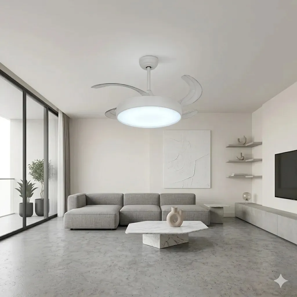 Ventilador De Techo Retractil Iluma Blanco Control Remoto 4 Aspas 6 Velocidades 220 V — imagen 4