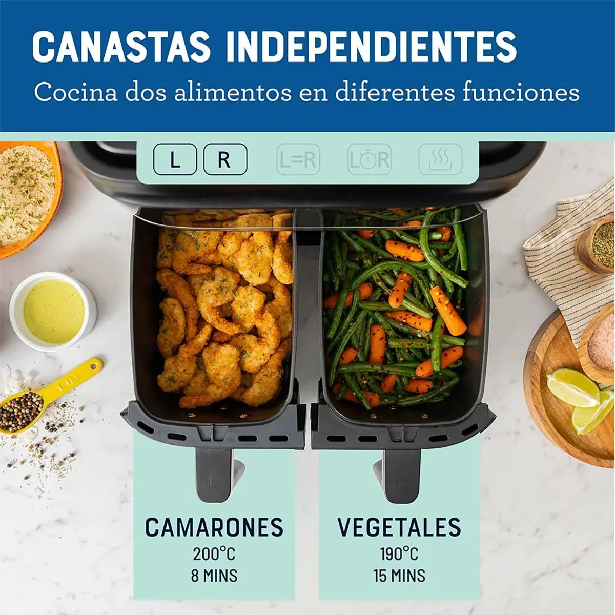 Freidora De Aire Oster Airfryer Dual 7.6l Diamondforce 6 Fun Color Negro — imagen 5